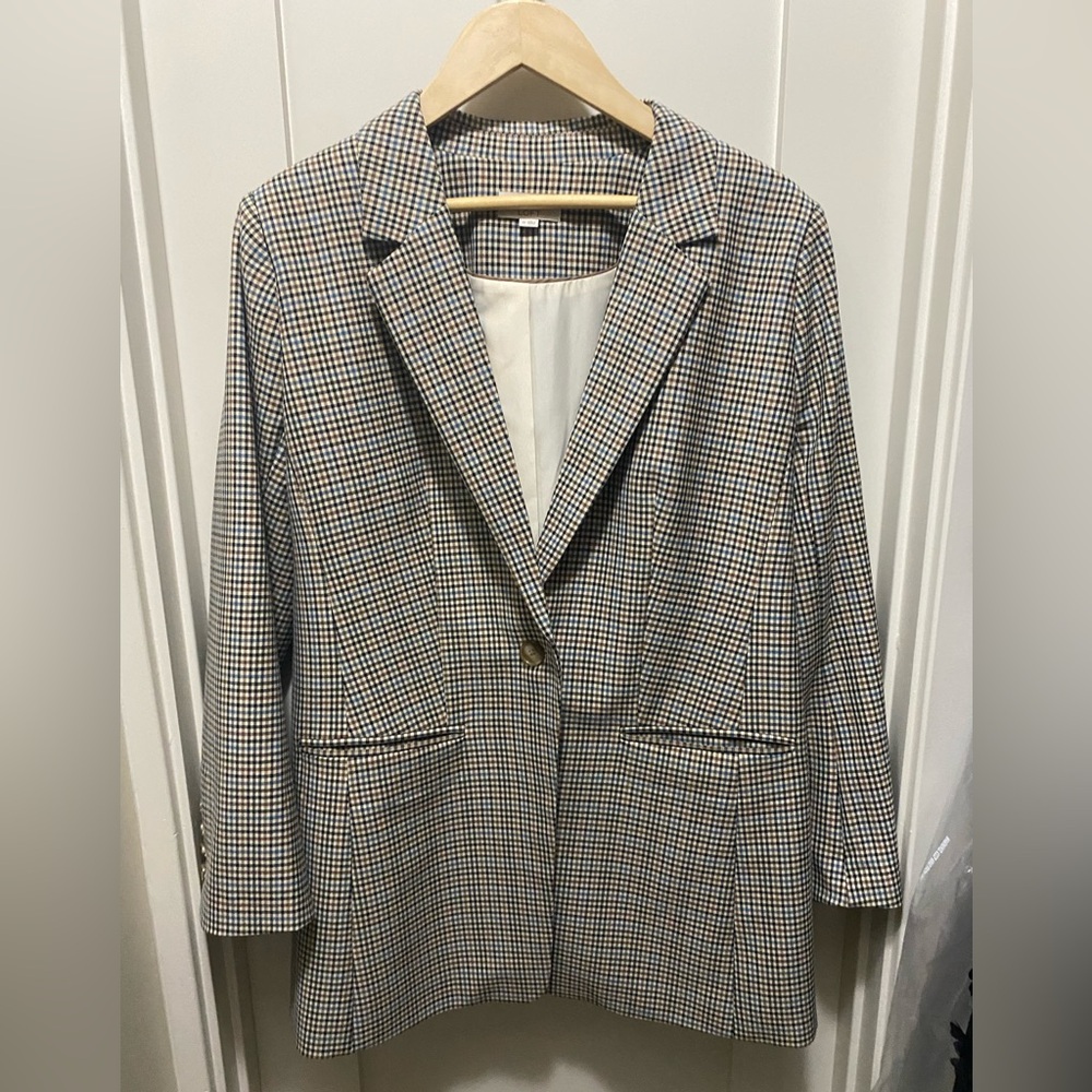 LOFT Women's Houndstooth Blazer - Black and White